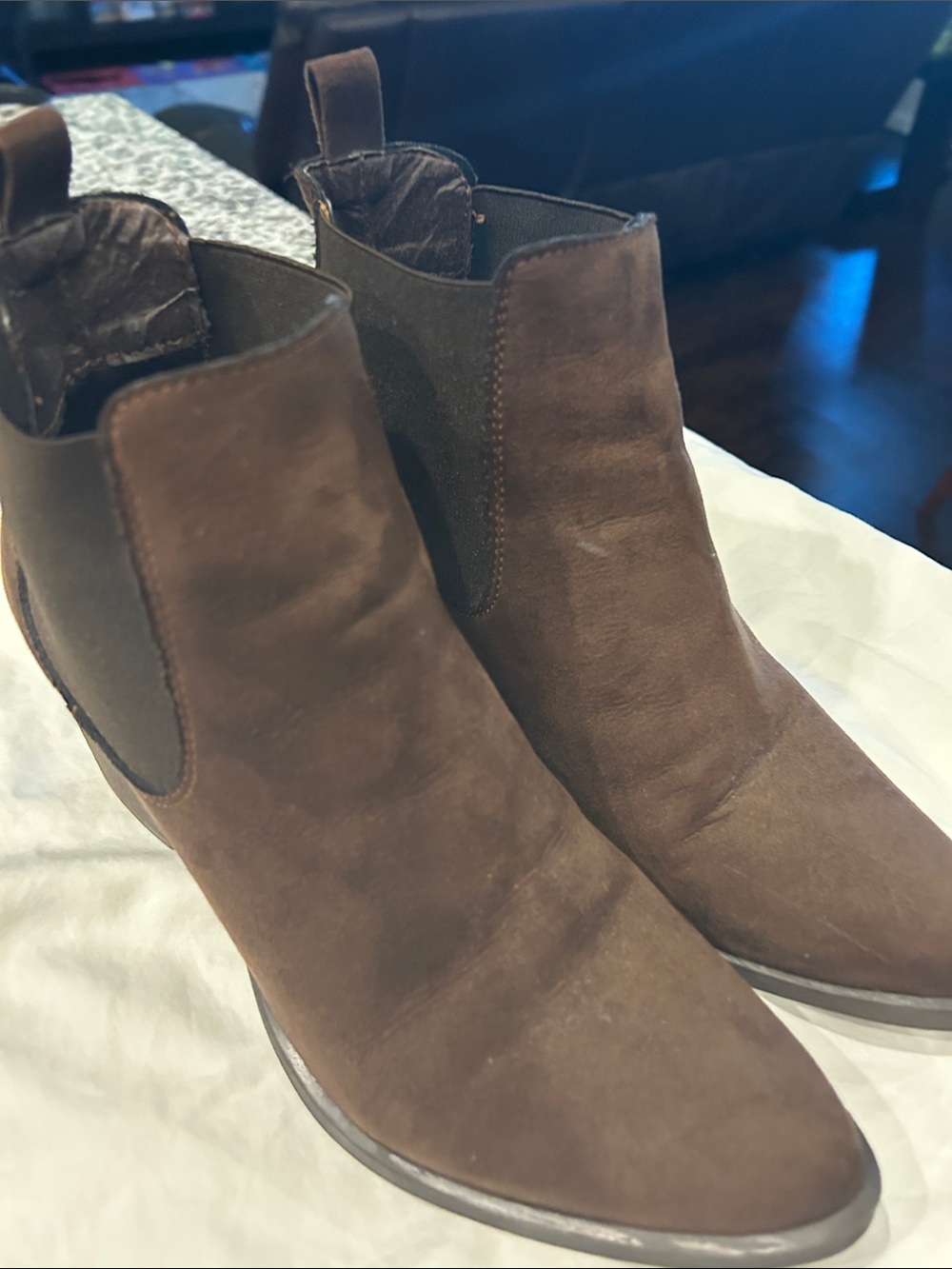 Tahari Brown Sueded Slip On Boots/Booties Women 8.5 Rubber Soles